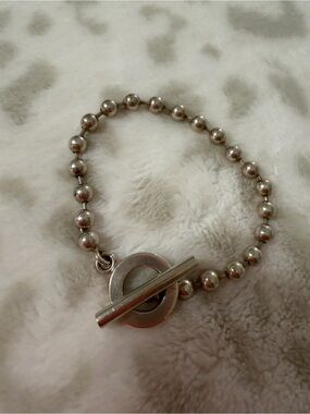 Gucci 925 Sterling Silver Ball Chain Toggle Bracelet